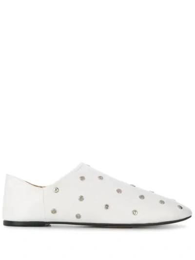 Shop Joseph Studded Flat Loafers In White