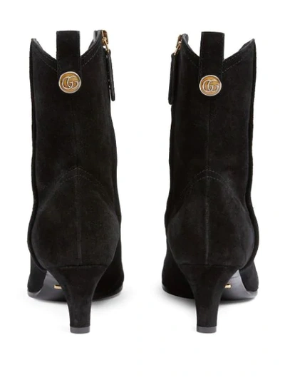 Shop Gucci Western Suede Ankle Boots In Black