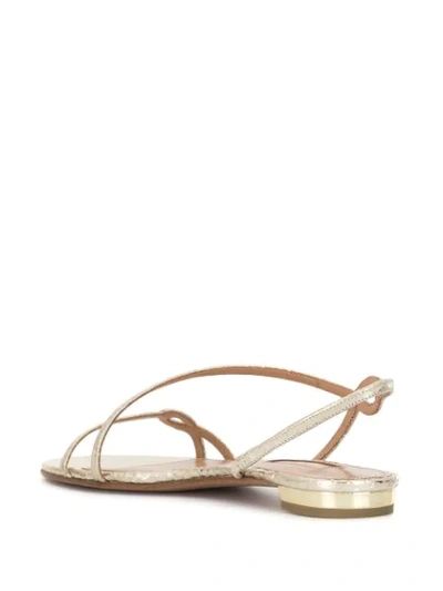 Shop Aquazzura Serpentine Metallic Flat Sandals In Gold