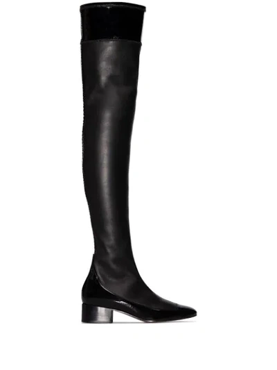 Shop Loewe 40mm Thigh-high Leather Boots In Black
