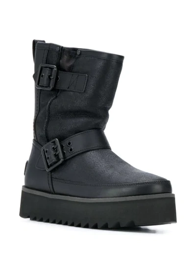 Shop Ugg Ridged Sole Biker Boots In Black