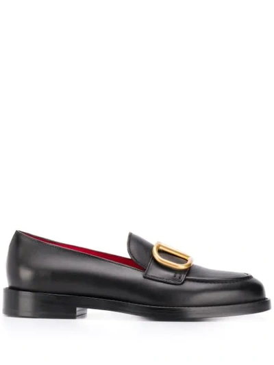 Shop Valentino Vlogo Block Heel Loafers In Black