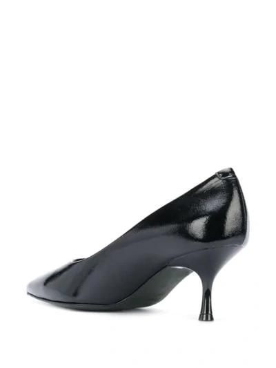 Shop Pollini Patent-effect Pointed Pumps In Black