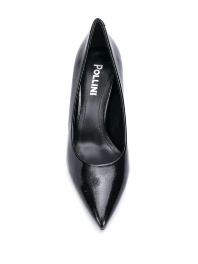 Shop Pollini Patent-effect Pointed Pumps In Black