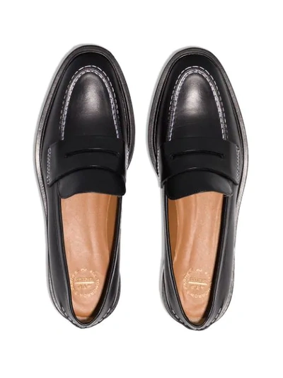 BLACK FLAT LEATHER LOAFERS