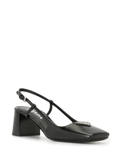 Shop Prada Square-toe Slingback 55mm Pumps In Black