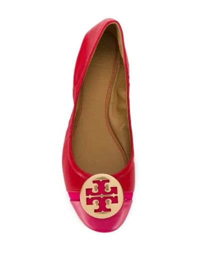 Shop Tory Burch Logo Plaque Ballerina Shoes In Red