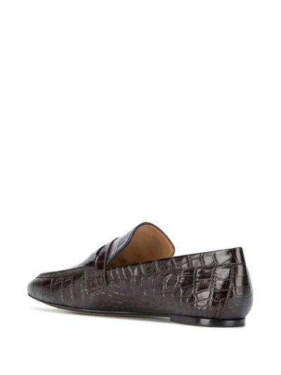 Shop Joseph Croc-effect Embossed Loafers In Brown