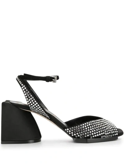 Shop N°21 Crystal-embellished Block Heel Sandals In Black