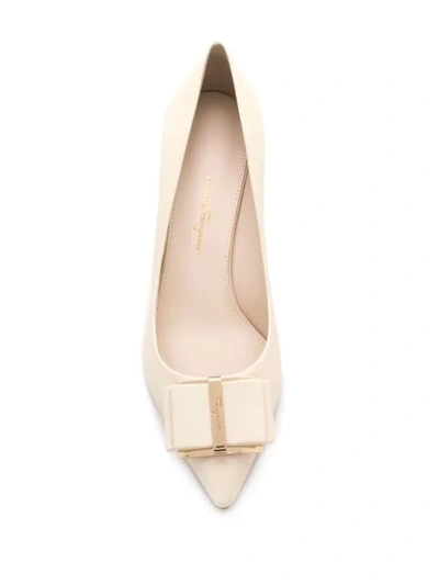 Ferragamo Vara Bow Pumps In White