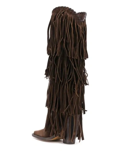 Shop Dsquared2 Fringed Knee-length Boots In Brown