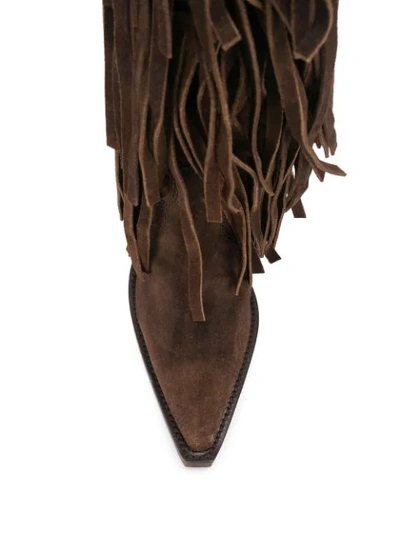 Shop Dsquared2 Fringed Knee-length Boots In Brown