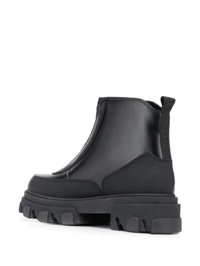 Shop Ganni Polido Zipper Ankle Boots In Black