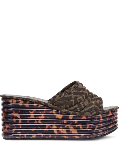 Shop Fendi Promenade Flatform Sandals In Brown