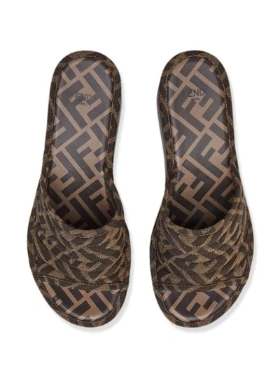 Shop Fendi Promenade Flatform Sandals In Brown