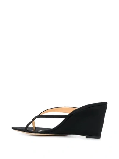 Shop By Far Theresa Thong Wedge Sandals In Black