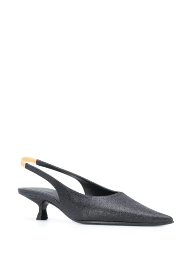 Shop Mm6 Maison Margiela Glittered Slingback Pumps In Black