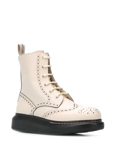 Shop Alexander Mcqueen Hybrid Lace-up Boots In White