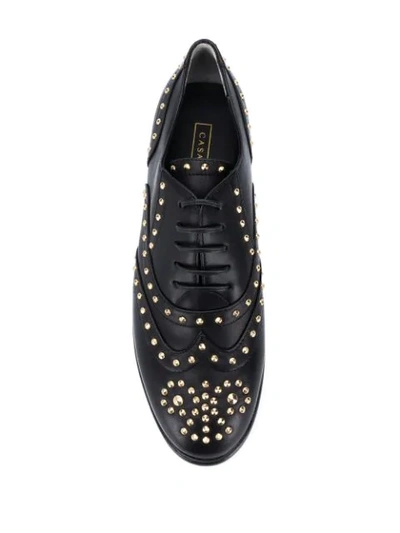 Shop Casadei Studded Oxford Shoes In Black