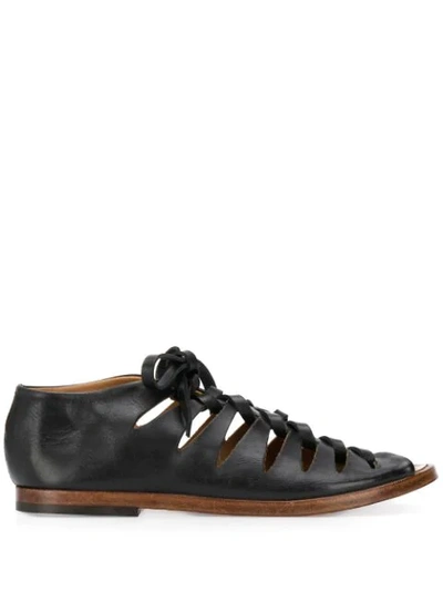 Shop Alberto Fasciani Lace-up Leather Gladiator Sandals In Black