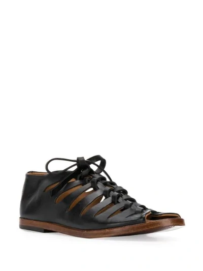 Shop Alberto Fasciani Lace-up Leather Gladiator Sandals In Black