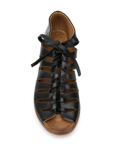 Shop Alberto Fasciani Lace-up Leather Gladiator Sandals In Black