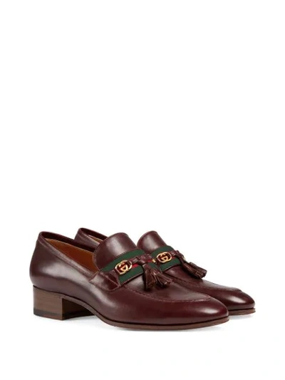 Shop Gucci Low Heel Leather Loafers In Red