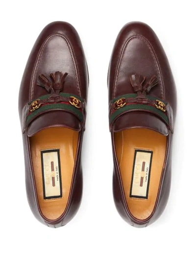 Shop Gucci Low Heel Leather Loafers In Red