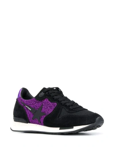 Shop Golden Goose Running Sole Glitter Sneakers In Black