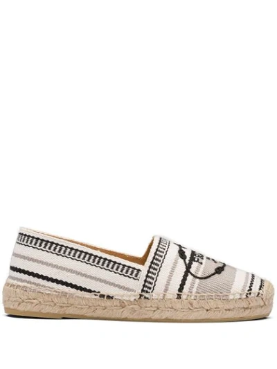 Shop Prada Logo Embroidered Espadrilles In Black