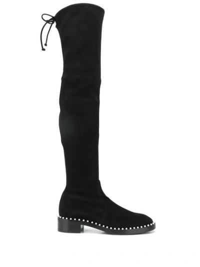 Shop Stuart Weitzman Lowland Pearl Thigh-high Boots In Black
