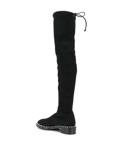 Shop Stuart Weitzman Lowland Pearl Thigh-high Boots In Black