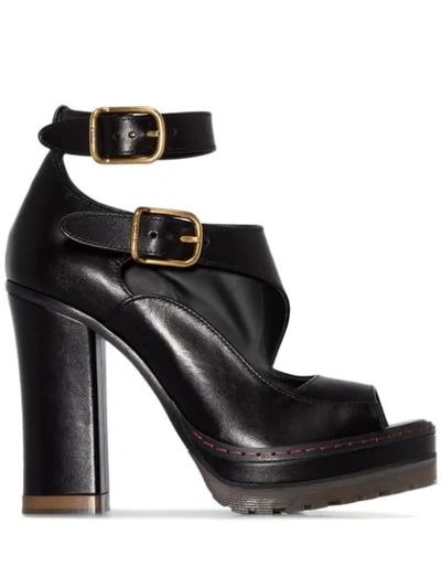 Shop Chloé 150 Platform Buckle Sandals In Black