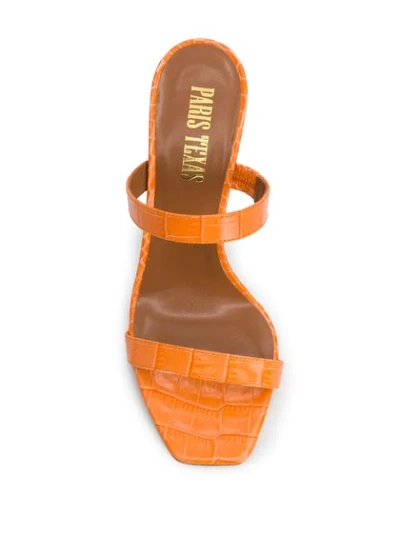 Shop Paris Texas High Heel Croc Embossed Mules In Orange