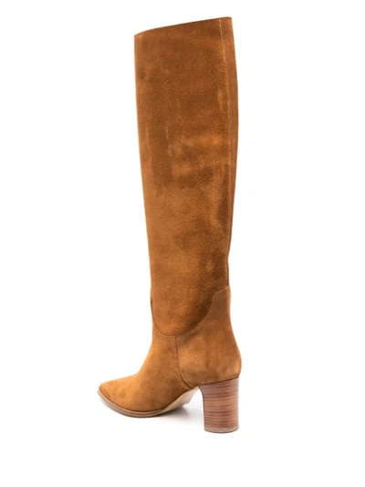 Shop Casadei Pointed Knee-length Boots In Brown