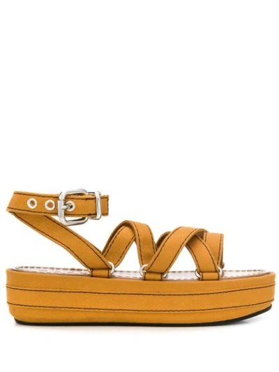 Shop Marni Strappy Platform Sandals In Orange