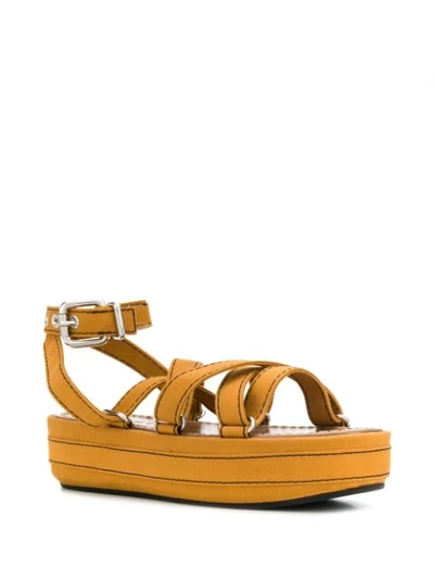 Shop Marni Strappy Platform Sandals In Orange