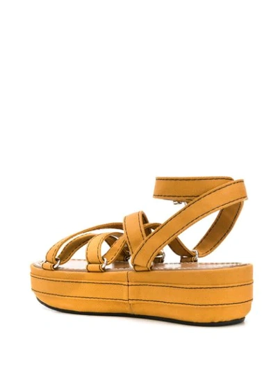 Shop Marni Strappy Platform Sandals In Orange