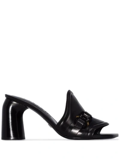 Shop Alyx Buckle-detailed Leather Mules In Black