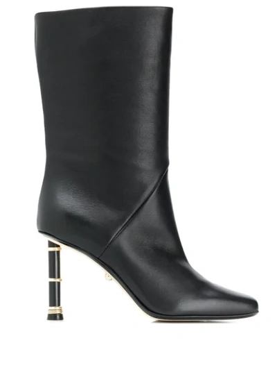 Shop Alevì Square-toe Leather Boots In Black