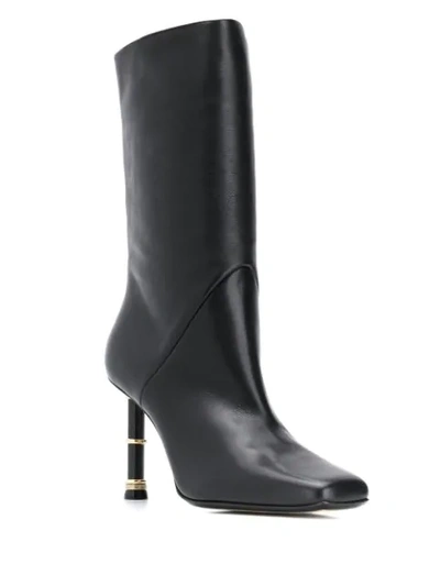 Shop Alevì Square-toe Leather Boots In Black