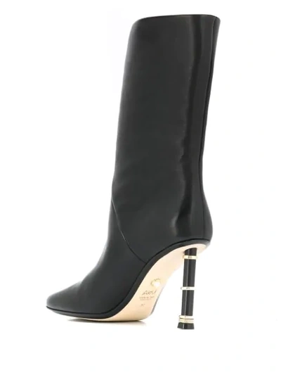 Shop Alevì Square-toe Leather Boots In Black