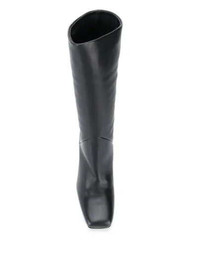 Shop Alevì Square-toe Leather Boots In Black