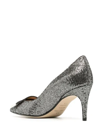 Shop Sergio Rossi Sr1 Logo Pointed Pumps In Silver