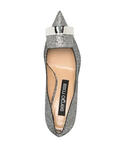 Shop Sergio Rossi Sr1 Logo Pointed Pumps In Silver