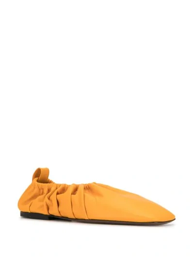 Shop Neous Square Toe Elasticated Side Ballerinas In Yellow