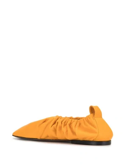 Shop Neous Square Toe Elasticated Side Ballerinas In Yellow