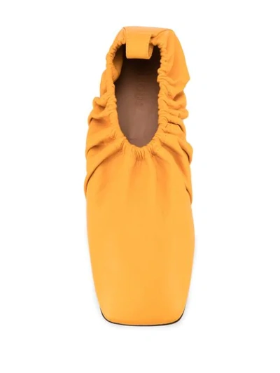 Shop Neous Square Toe Elasticated Side Ballerinas In Yellow