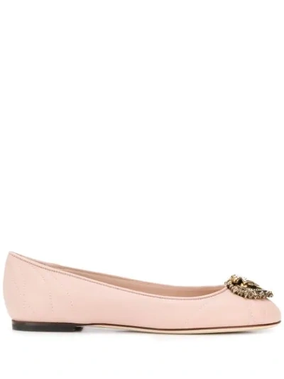 Shop Dolce & Gabbana Devotion Slip-on Ballerina Shoes In Pink