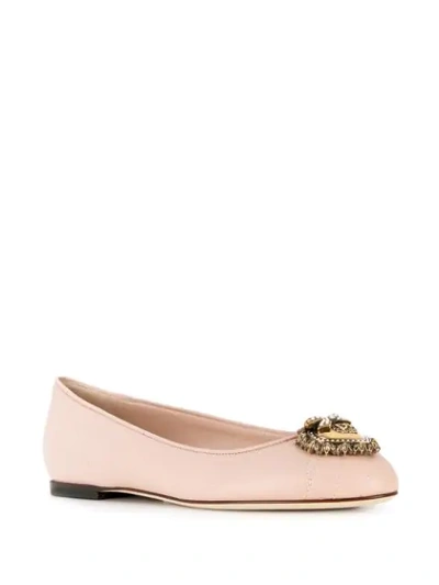 Shop Dolce & Gabbana Devotion Slip-on Ballerina Shoes In Pink